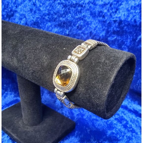 vintage brighton czarina citrine stone dual band silver plated bracelet - Picture 2 of 5
